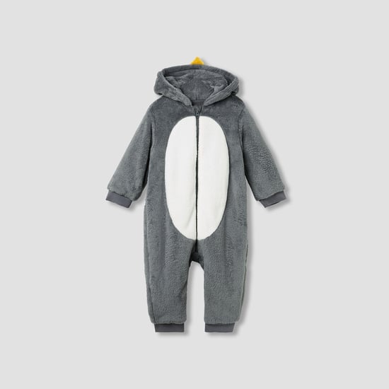 Juniors Penguin Detail Coverall with Hood and Zip Closure