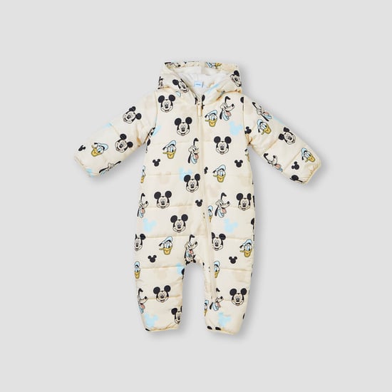 Mickey and Friends Print Hooded Coverall with Long Sleeves