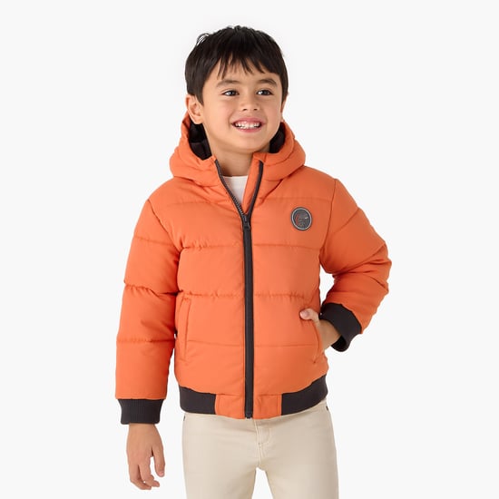 Juniors Dinosaur Applique Hooded Heavy Jacket