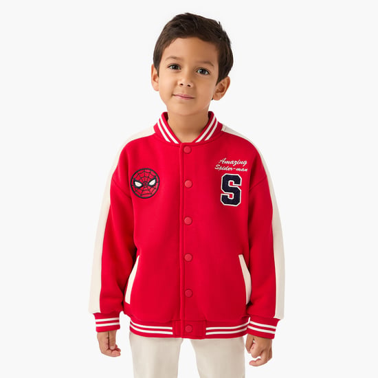 Juniors Spider-Man Embroidered Varsity Jacket