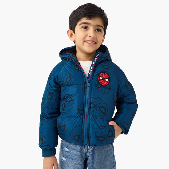 Juniors Spider-Man Print Hooded Jacket