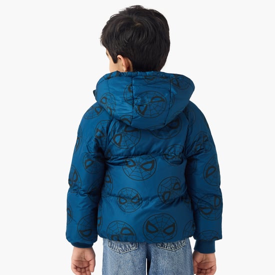 Juniors Spider-Man Print Hooded Jacket