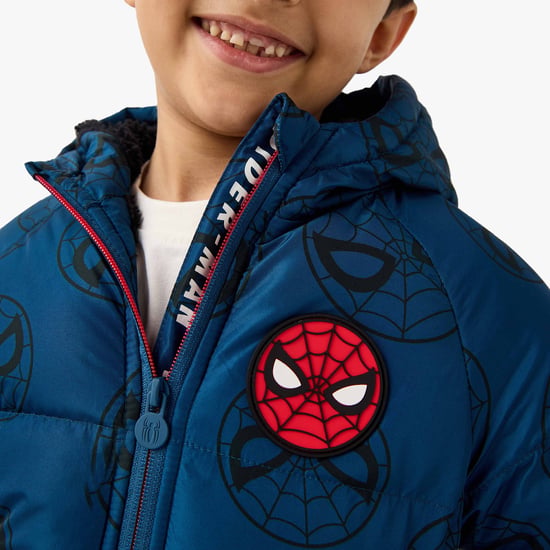 Juniors Spider-Man Print Hooded Jacket