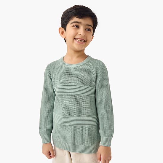 Juniors Knit Pullover with Crew Neck and Long Sleeves