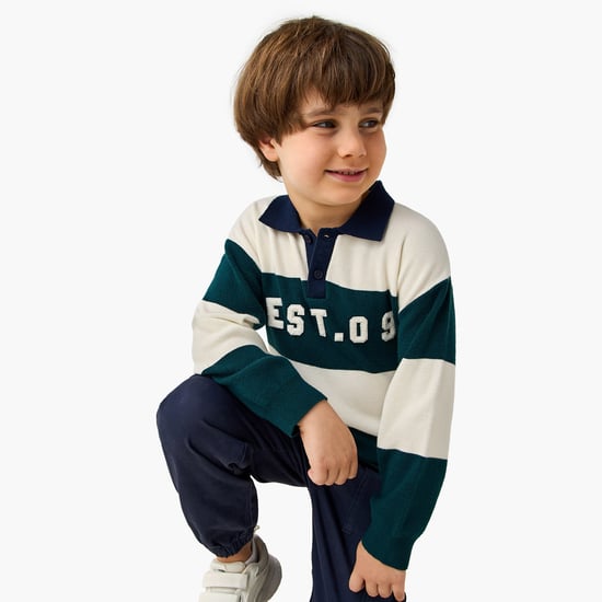Juniors Colourblock Polo Pullover with Long Sleeves