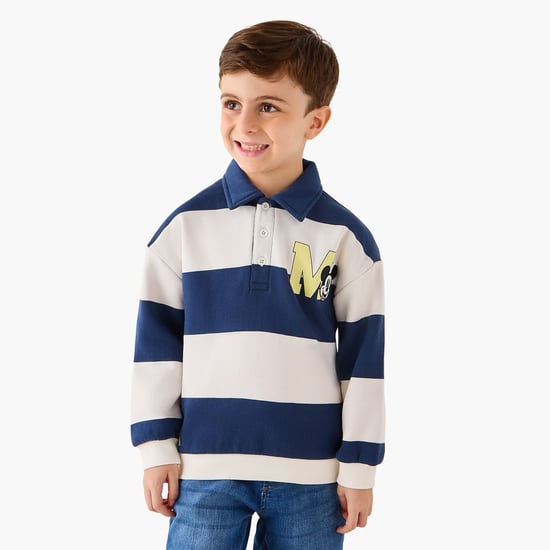 Juniors Mickey Mouse Print Polo Sweatshirt with Long Sleeves