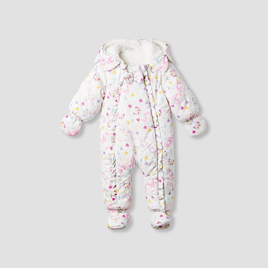 Juniors Printed Hooded Heavy Coverall with Long Sleeves