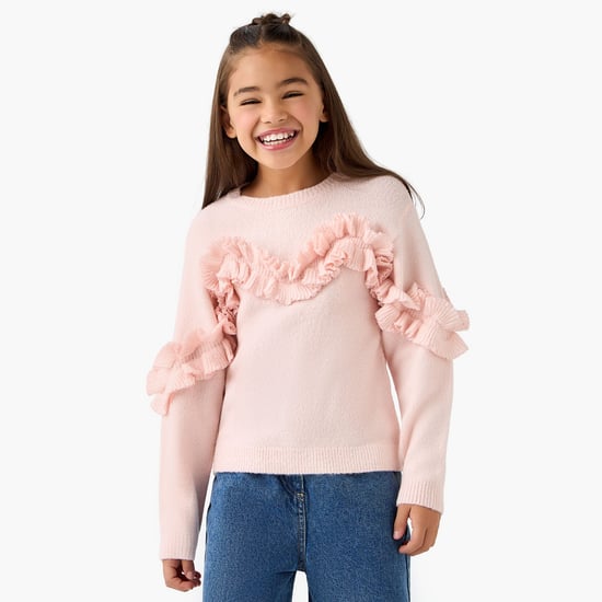 Juniors Sweater with Ruffle Detail