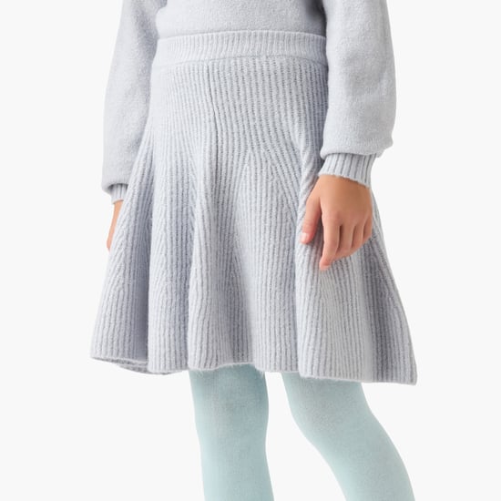 Juniors Girls Star Sequinned Sweater with Skirt and Stockings Set