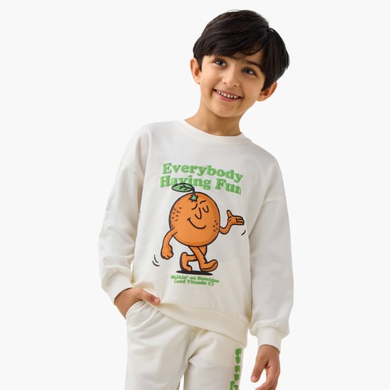 Juniors Graphic Print Sweatshirt with Long Sleeves