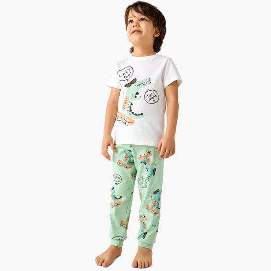 Juniors Crocodile Print T-shirt and Pyjama Set