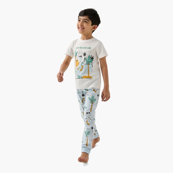 Juniors Dino Print T-shirt and Pyjama Set