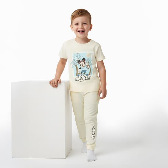 Mickey Mouse Print T-shirt and Pyjama Set