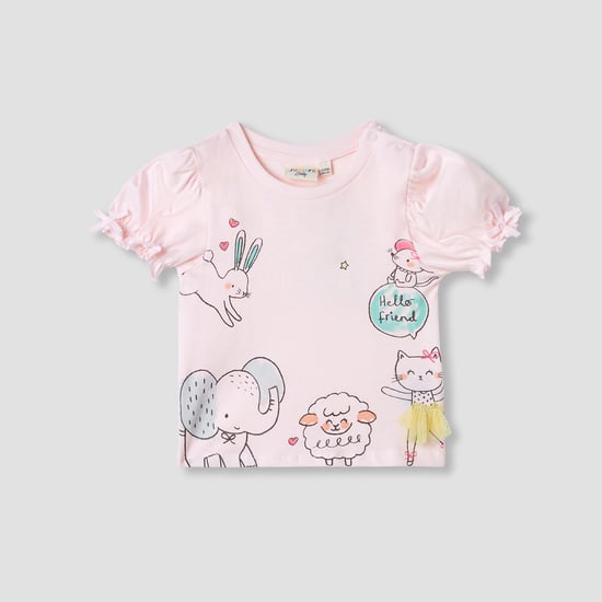 Juniors Printed Top with Puff Sleeves