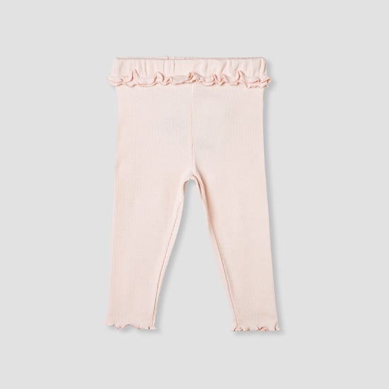 Juniors Ribbed Leggings with Lettuce hem