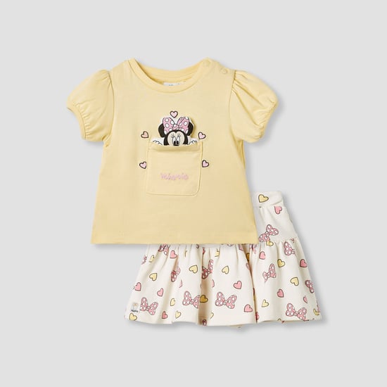 Minnie Mouse Applique Top and Skirt Set