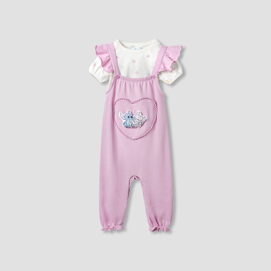 Angel and Stitch Applique T-shirt and Dungarees Set