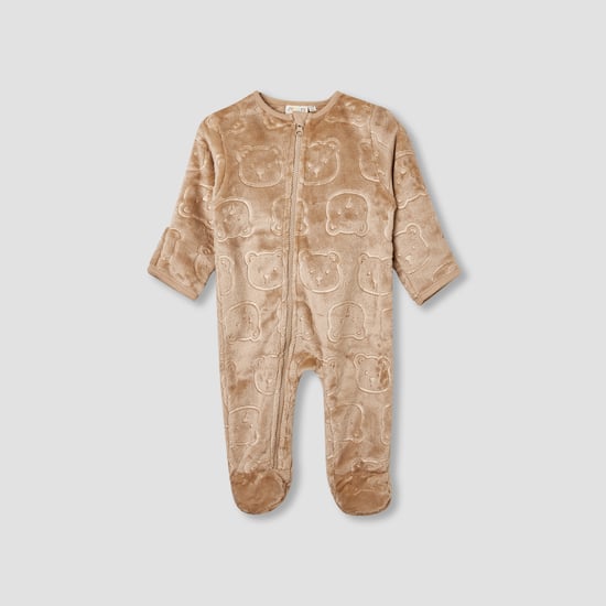 Juniors Bear Debossed Coverall with Long Sleeves