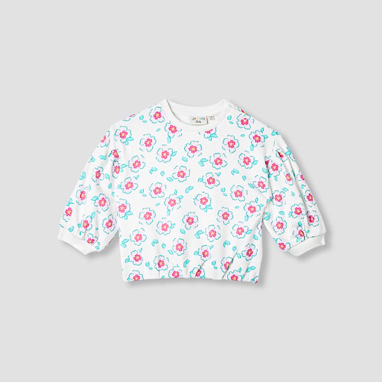 Juniors Floral Print Sweatshirt with Long Sleeves