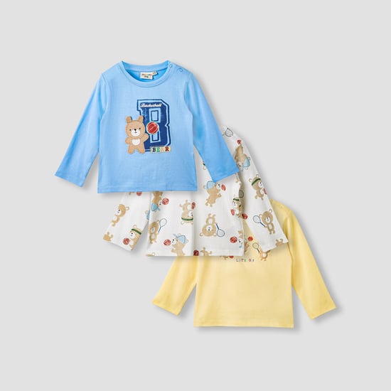Juniors Bear Print T-shirt with Long Sleeves - Set of 3