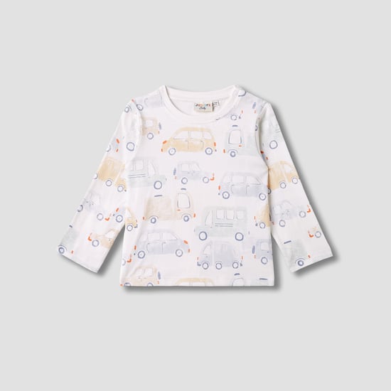 Juniors Car Print T-shirt with Long Sleeves