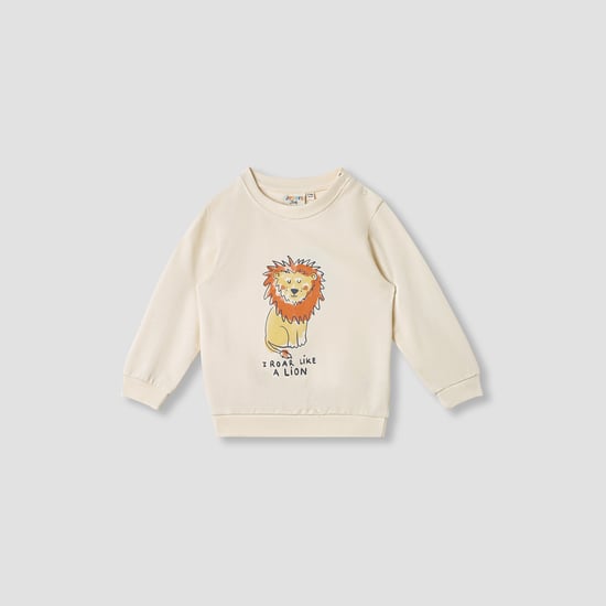 Juniors Lion Print Sweatshirt with Long Sleeves