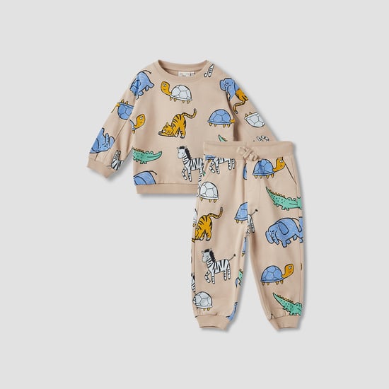 Juniors Animal Print Sweatshirt and Joggers Set