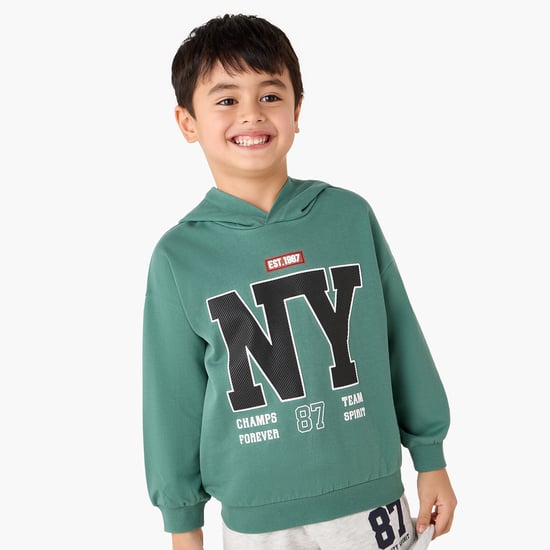 Juniors Varsity Print Hoodie with Long Sleeves