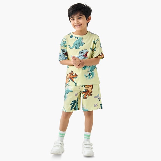 Juniors Dinosaur Print T-shirt and Shorts Set