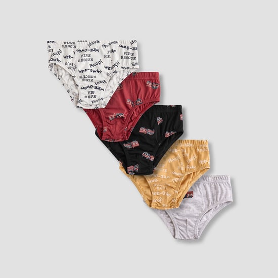 Juniors Printed Briefs with Elasticated Waistband - Set of 5