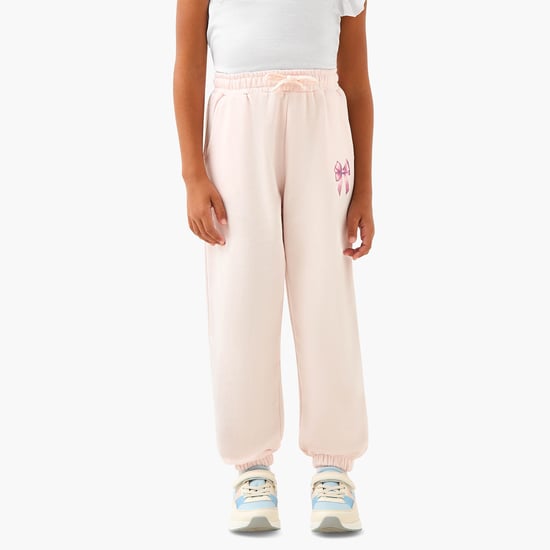 Juniors Bow Print Joggers with Drawstring Closure