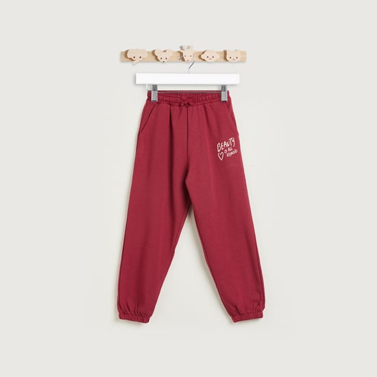 Juniors Slogan Print Joggers with Drawstring Closure and Pockets
