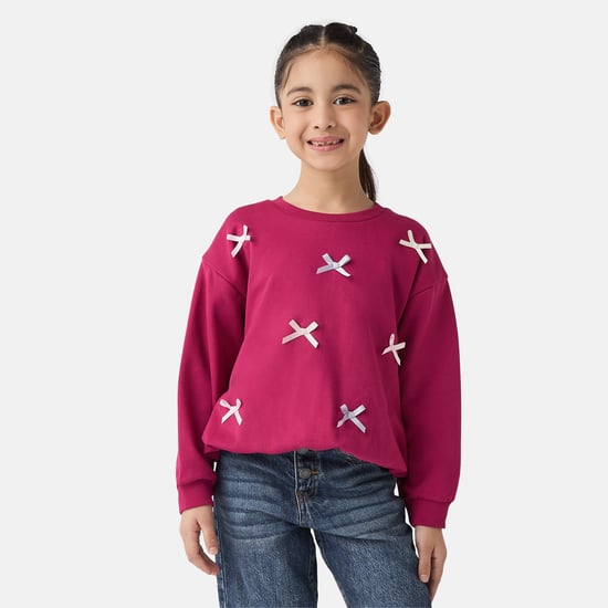 Juniors Bow Applique Sweatshirt