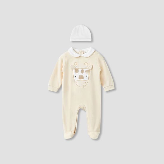 Juniors Applique Collared Sleepsuit with Beanie