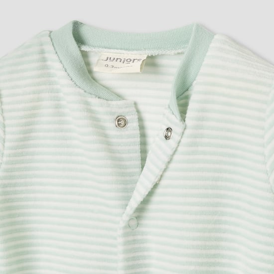 Juniors Striped Sleepsuit with Round Neck