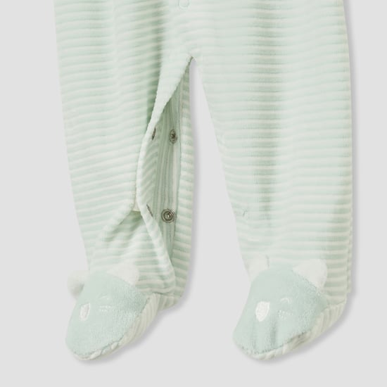 Juniors Striped Sleepsuit with Round Neck