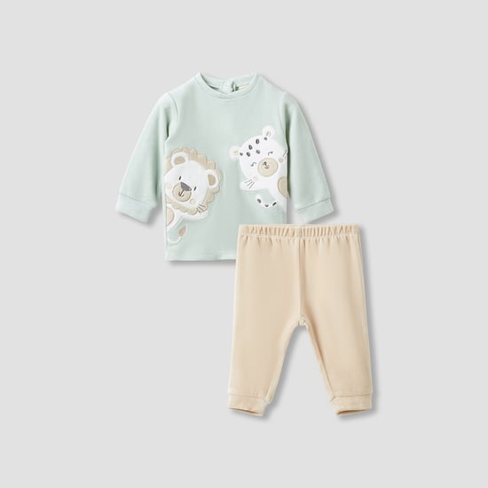 Juniors Animal Applique T-shirt and Pyjama Set