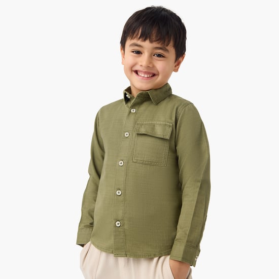 Juniors Textured Shirt with Chest Pocket