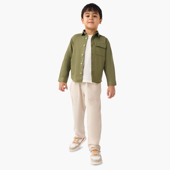 Juniors Textured Shirt with Chest Pocket
