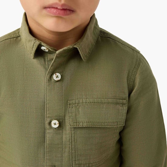 Juniors Textured Shirt with Chest Pocket