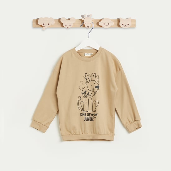 Juniors Lion Print Sweatshirt with Long Sleeves
