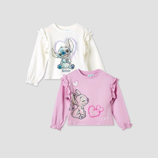 Juniors Stitch and Angel Print Top - Set of 2
