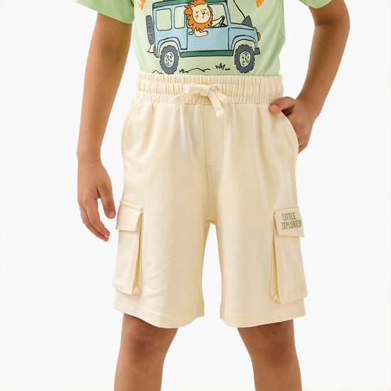 Juniors Textured Shorts with Pockets and Drawstring Closure