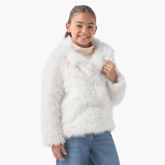 Juniors Faux Fur Jacket with Long Sleeves