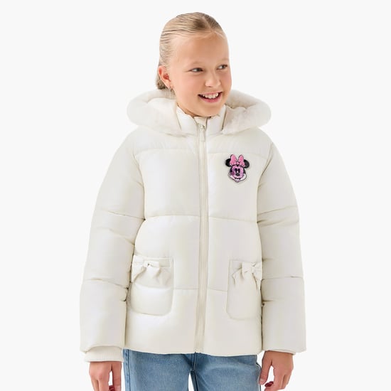 Juniors Minnie Mouse Applique Hooded Jacket