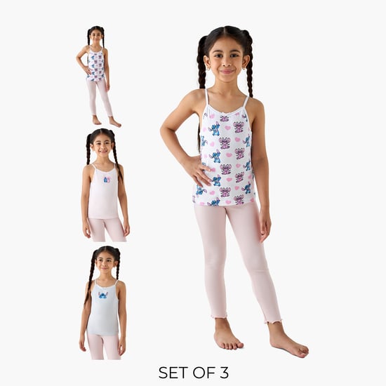 Juniors Stitch Print Camisole with Bow Accent - Set of 3