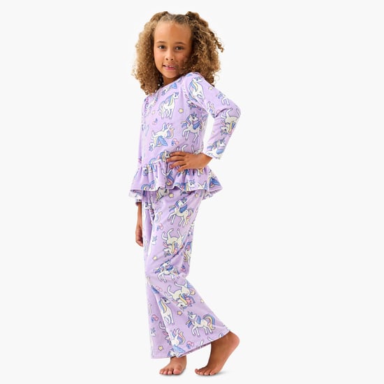 Juniors Unicorn Print T-shirt and Pyjama Set