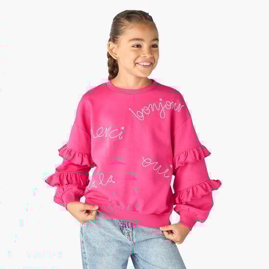 Juniors Applique Accent Sweatshirt with Long Sleeves