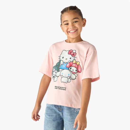 Sanrio Hello Kitty and Friends Print T-shirt with Short Sleeves