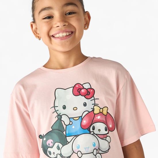 Sanrio Hello Kitty and Friends Print T-shirt with Short Sleeves